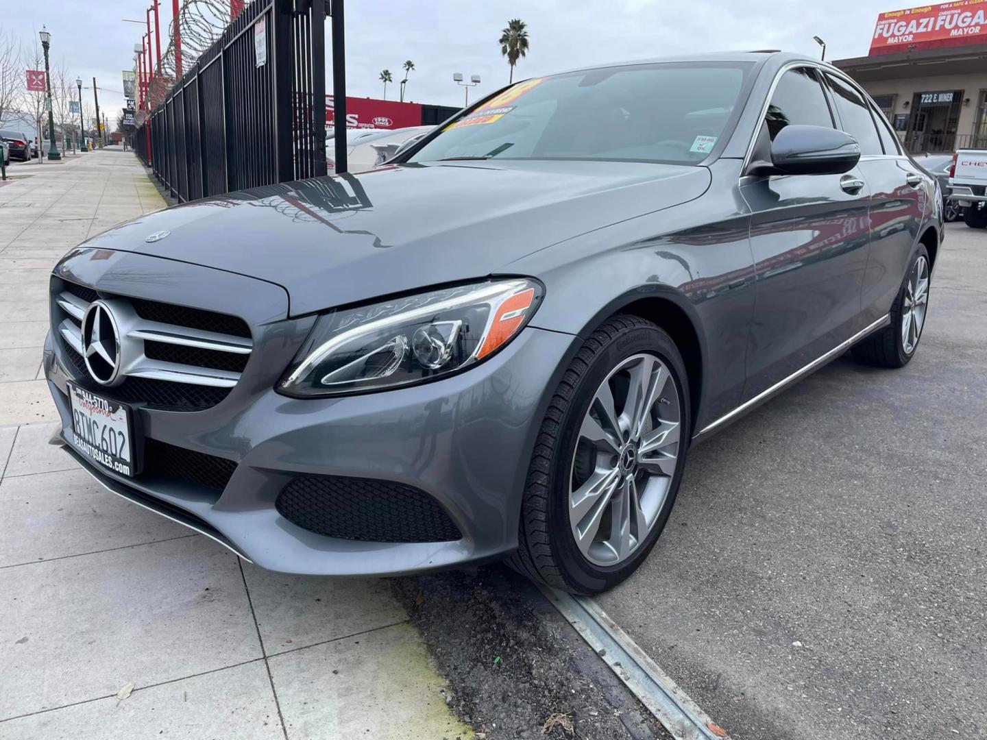 2018 GRAY /BLACK Mercedes-Benz C-Class Hybrid (55SWF4HB6JU) , located at 744 E Miner Ave, Stockton, CA, 95202, (209) 944-5770, 37.956863, -121.282082 - Photo#5